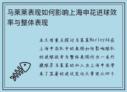 马莱莱表现如何影响上海申花进球效率与整体表现